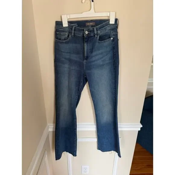 DL1961 Women’s Bridget Boot Cut High Rise Frayed Ankle Sz 28 Instasculpt Crop - Picture 2 of 12